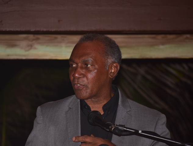 Premier of Nevis Hon. Vance Amory delivering remarks at the 2nd Annual ITD Delta Awards Dinner at the Nisbet Plantation Beach Hotel on February 18, 2017